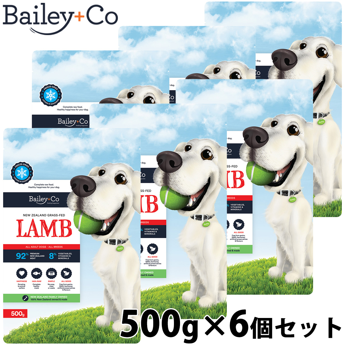 ベイリーコー Bailey+Co ドッグフード フリーズドライ コンプリート ラム 500g×6個セット