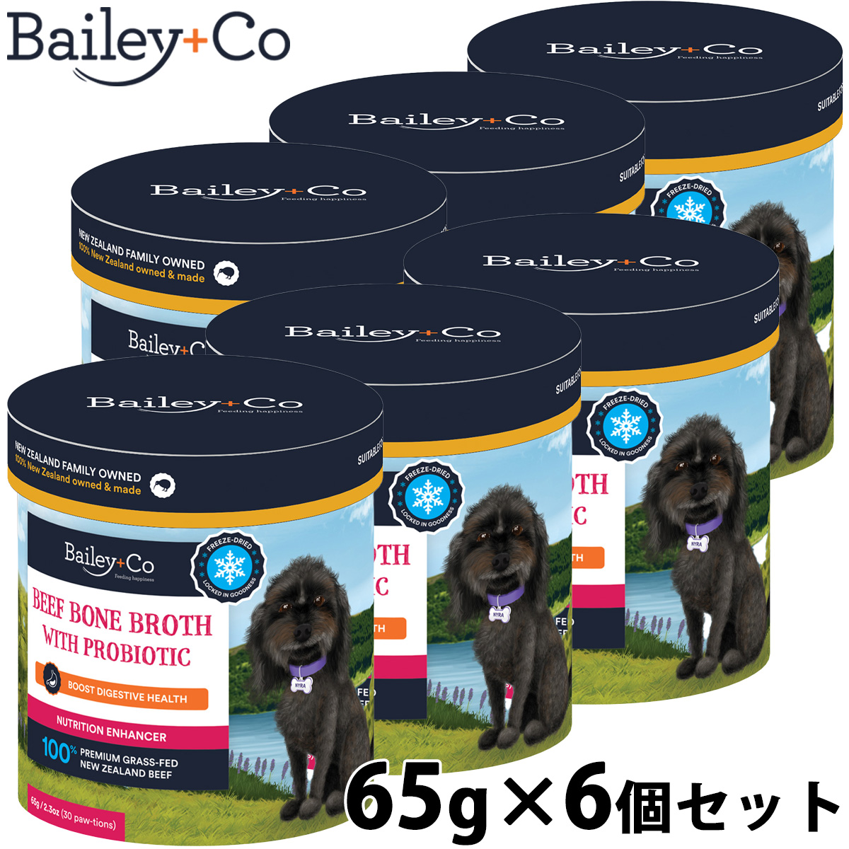 ベイリーコー Bailey＋Co フリーズドライ サプリメント ビーフ ボーン ブロス プロバイオティクス 65g×6個セット