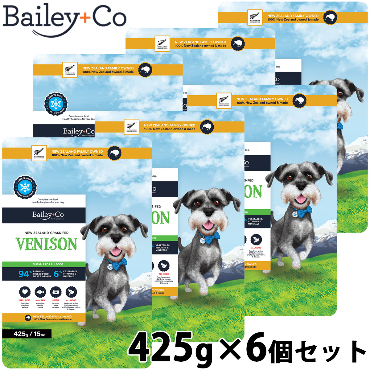 ベイリーコー Bailey+Co ドッグフード フリーズドライ コンプリート 鹿肉 425g×6個セット