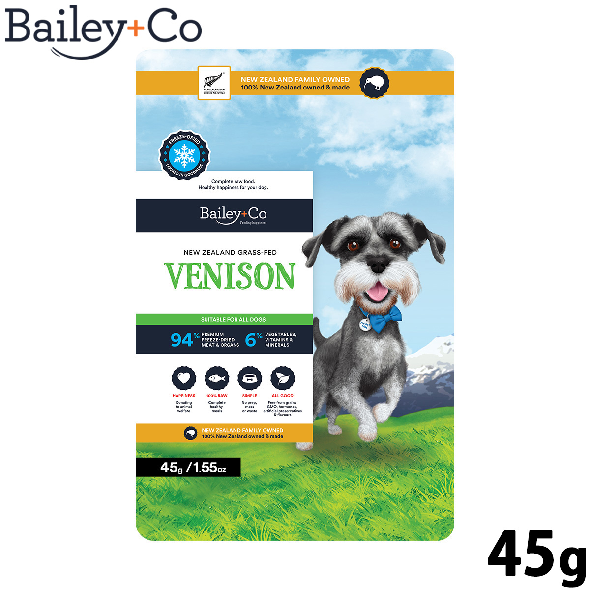 ベイリーコー Bailey+Co ドッグフード フリーズドライ コンプリート 鹿肉 45g