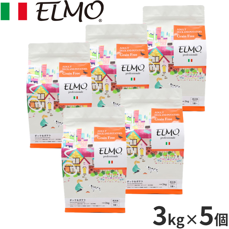エルモ ELMO ドッグフード アダルト ダック&ポテト (低GI) プロフェッショナーレ 3kg×5個
