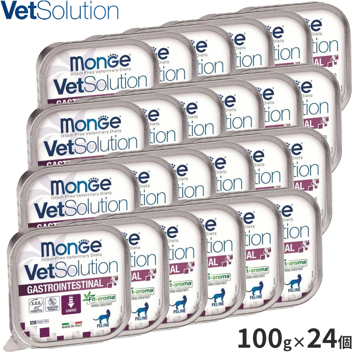 ベッツソリューション Vet Solution キャットフード 猫用食事療法食 ウェットトレイ 胃腸サポート 100g×24個