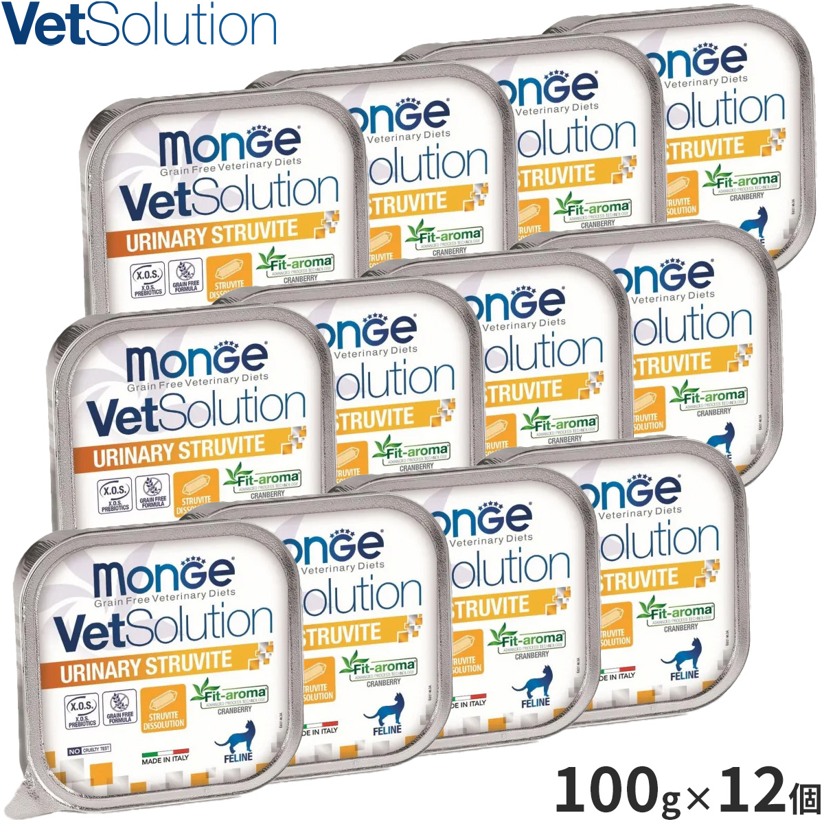 ベッツソリューション Vet Solution キャットフード 猫用食事療法食 ウェットトレイ 尿中ストルバイトサポート 100g×12個