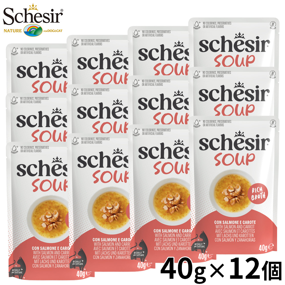 Schesir シシア スープ サーモンandキャロット キャットフード 40g×12個
