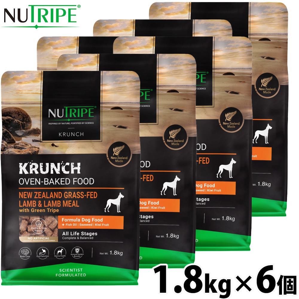 ニュートライプ NUTRIPE ドッグフード クランチ オーブンベークド ラムwithグリーントライプ 1.8kg×6個