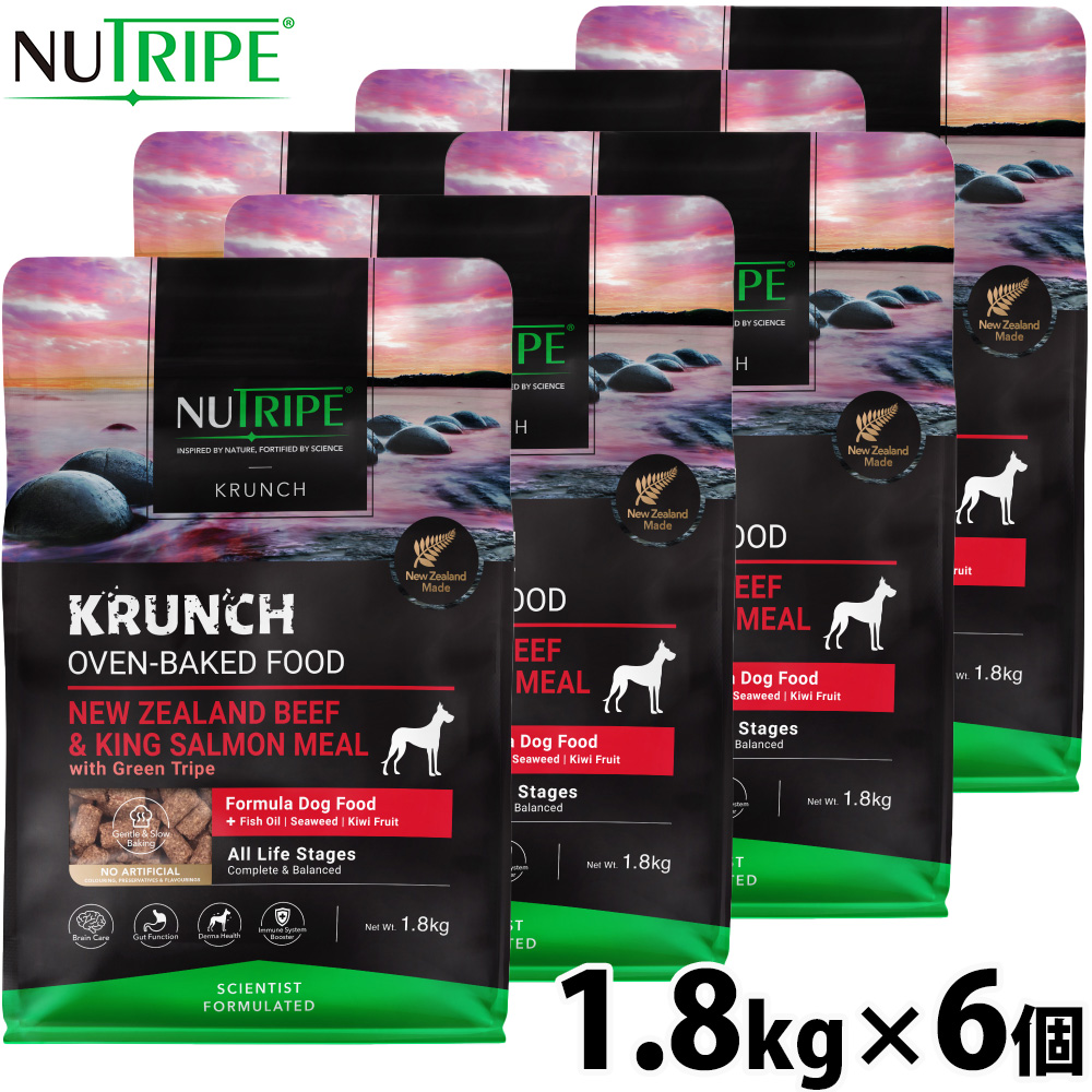 ニュートライプ NUTRIPE ドッグフード  クランチ オーブンベークド ビーフwithグリーントライプ 1.8kg×6個