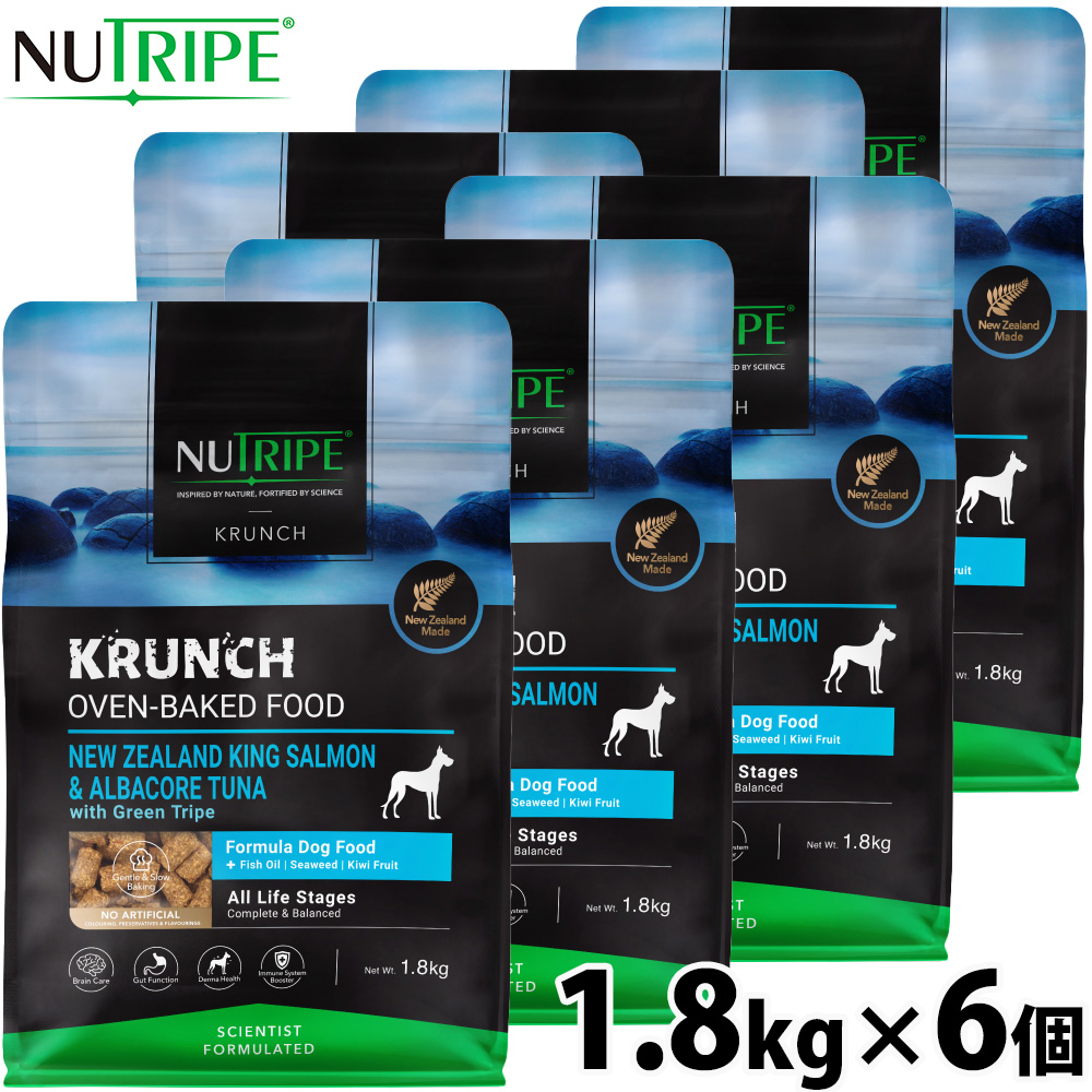 ニュートライプ NUTRIPE ドッグフード クランチ オーブンベークド キングサーモン&ツナwithグリーントライプ 1.8kg×6個