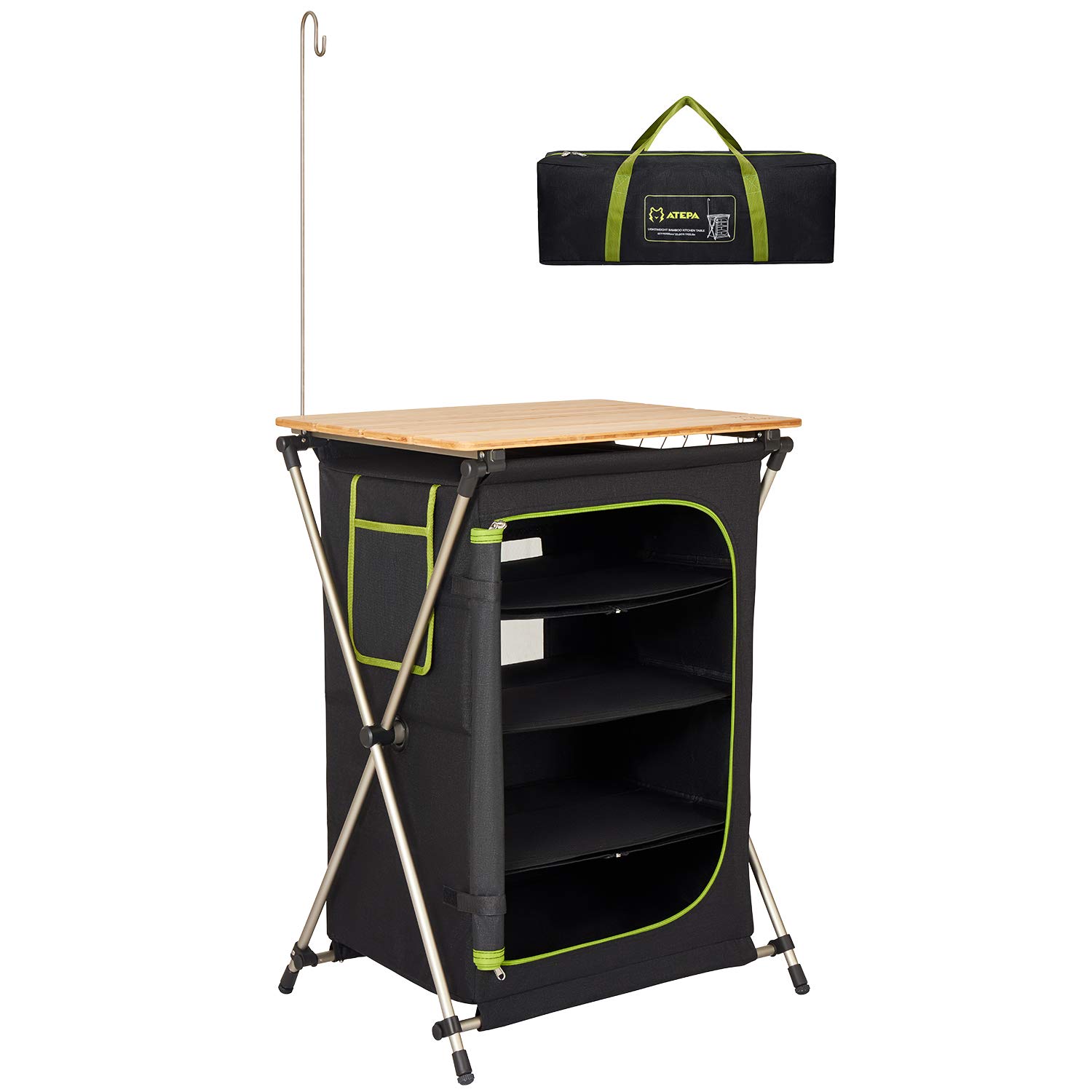 折りたたみ60 × 46 × 85cm/60 × 46 × 85cm/AC2003 ・3段式大容量キッチンテーブル棚は3段式で大容量収納ができます。サイドにフックがあり、調理器具を収納できます。食事ス
