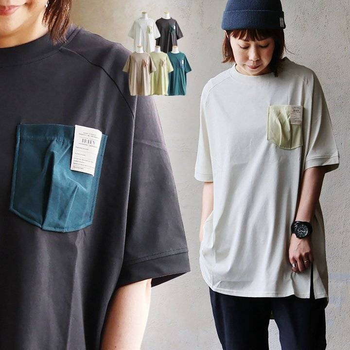 r250212038[商品説明]・タグ付きでタックの入った立体感のある胸ポケットが目を惹くTシャツ。・「くるみ編み」で仕立てているので、柔らかな着心地が嬉しい。・「くるみ編み」とは2本の糸を同時に引き