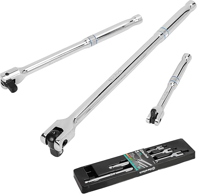 スピンナーハンドル 差込角 6.35・9.5・12.7mm 3本セット首振りタイプ 180°回転可能 スプリング搭載ディテントボール トルク掛け ボルト ナットの取り外し タイヤ交換 バイク 自動車整