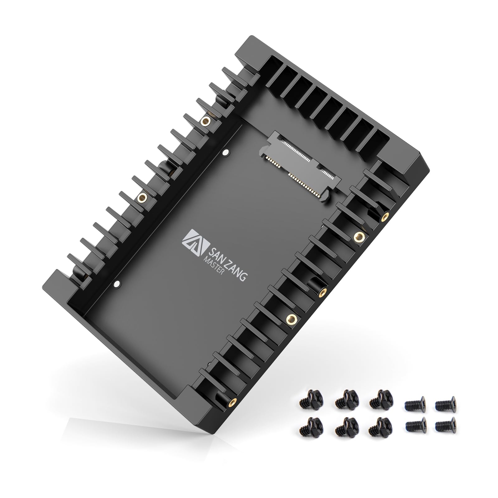 ブラック SANZANG MASTER 2.5 3.5 変換 マウンタ HDD/SSD用変換ブラケット ハードディスクケース 2.5インチ 3.5インチ 変換 sataインターフェース内蔵 放熱デザイ