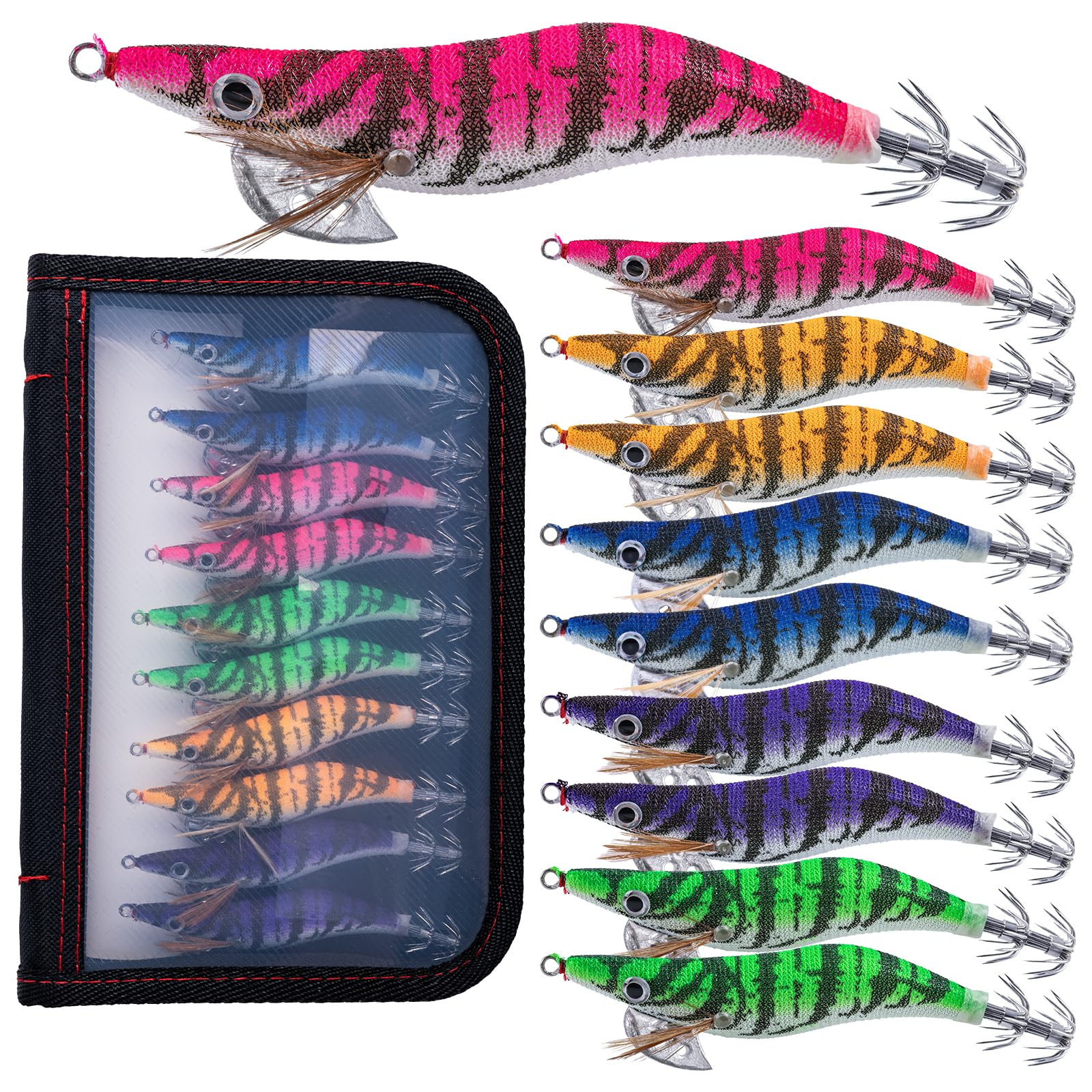 2.5号 10本セット Goture エギ エギング 2.5号 餌木 イカ釣り 夜光 釣具 15g 120mm ラトル内臓 釣り具 ルアーセット ホルダー 10本入り 仕掛け【内容物】10本エギ セッ