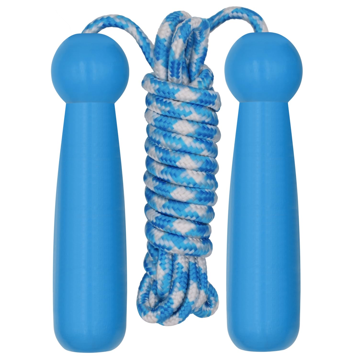 ピュアブルー 縄跳び 小学生 初心者 跳びやすいなわとび 木製グリップ ロープなわとび 体育授業 (ピュアブルー)