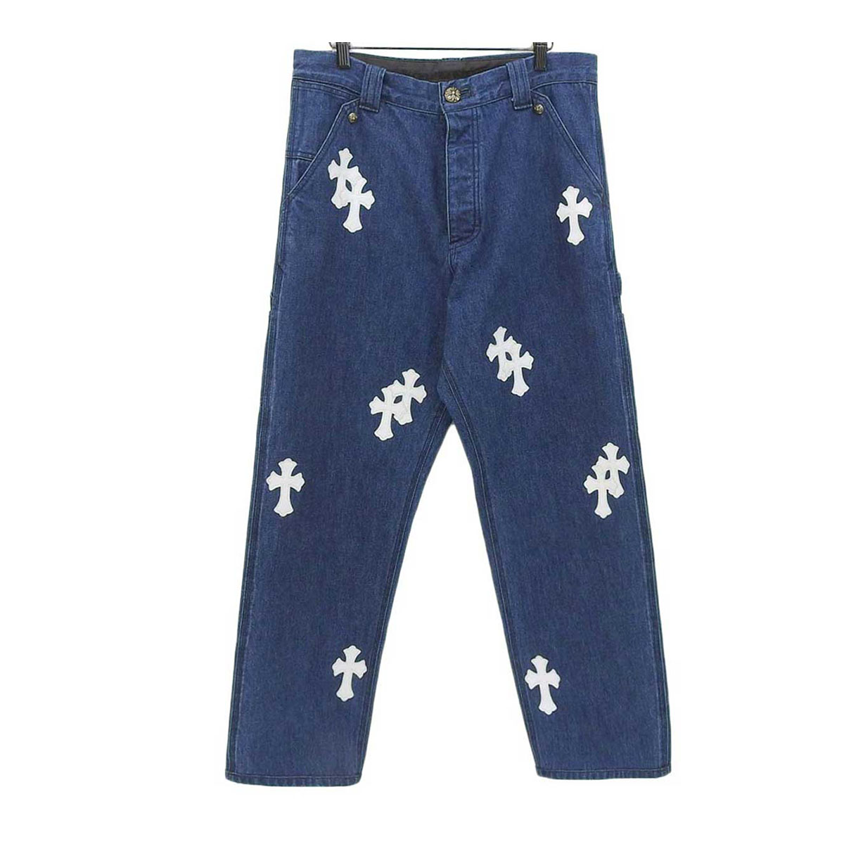 クロムハーツ カーペンター デニム パンツ クロスパッチ メンズ ブルー CHROME HEARTS 中古 【アパレル・小物】