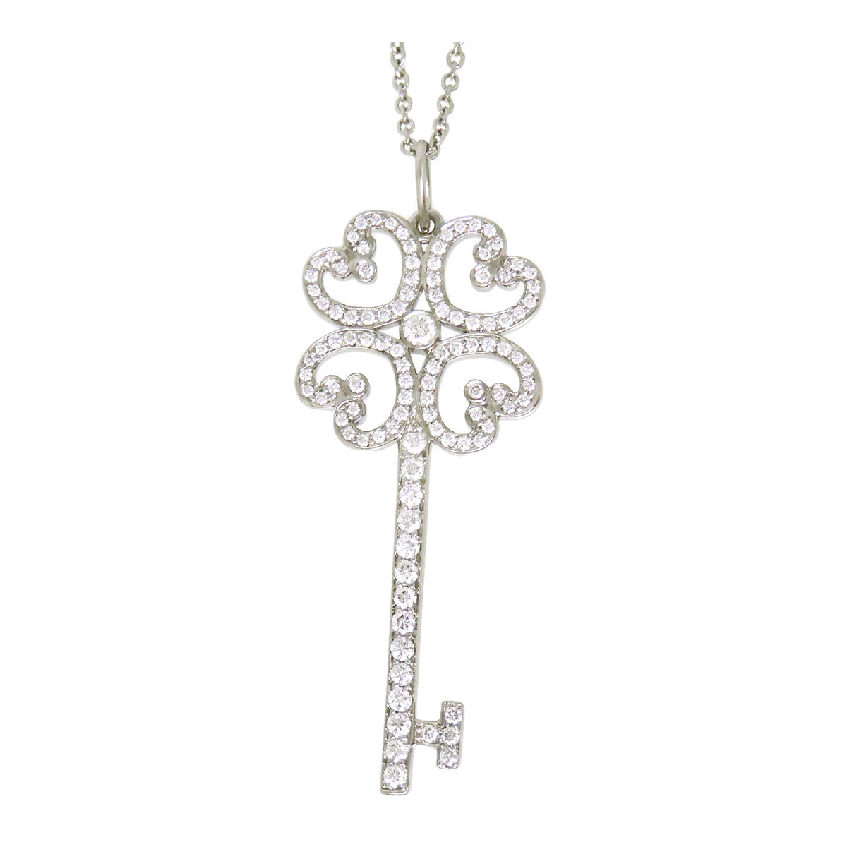 ティファニー クアドラ ハート キー ネックレス PT950 レディース TIFFANY & Co. [美品] 中古 【ジュエリー】