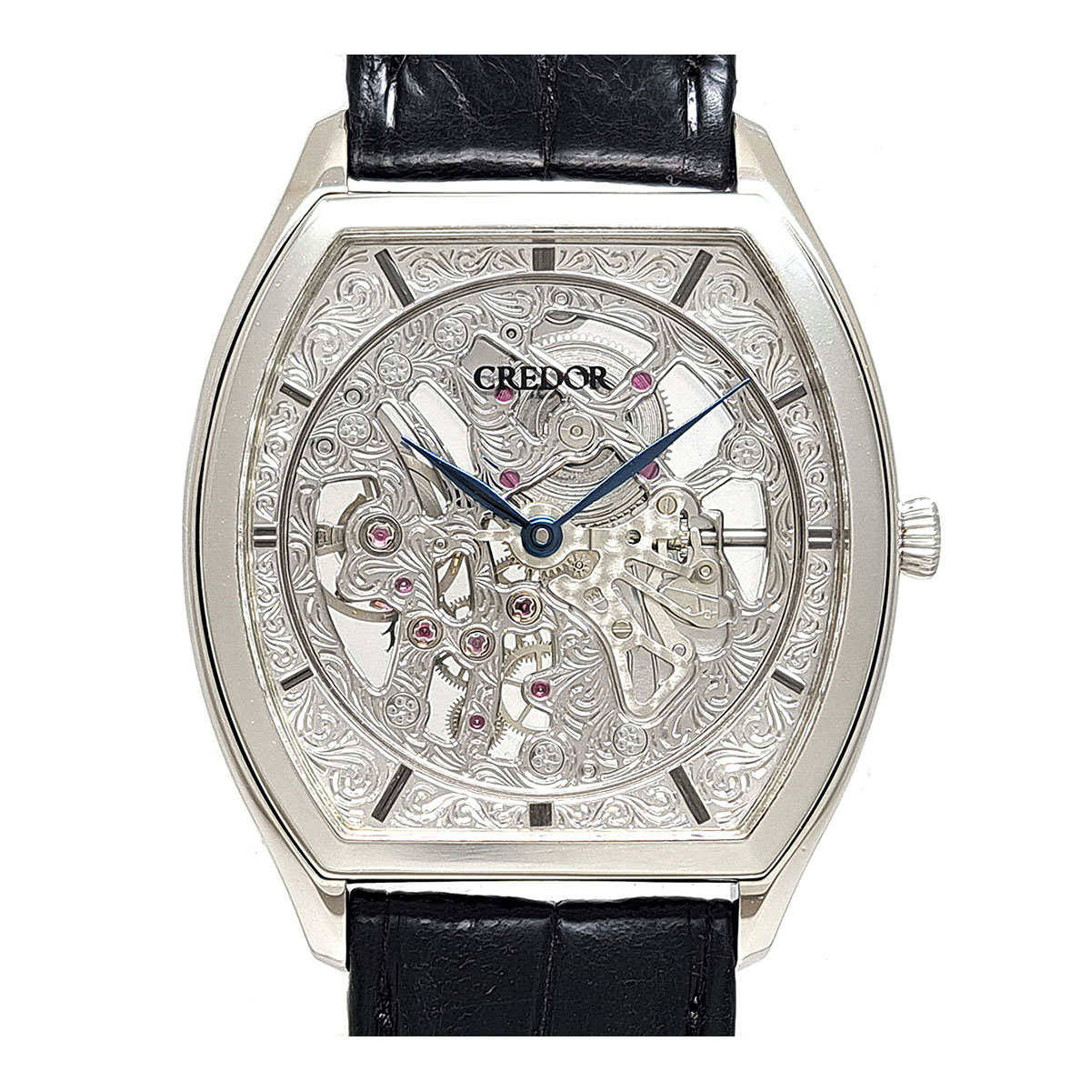 セイコー クレドール シグノ スケルトン プラチナ950 Overhauled GBBD981 手巻き プラチナ メンズ SEIKO 中古 【時計】