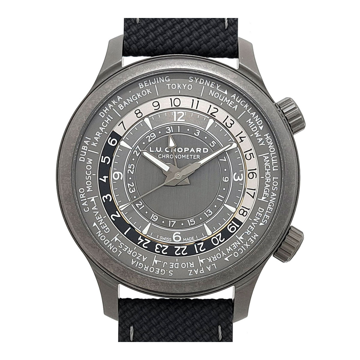 ショパール L.U.C タイムトラベラー ワンブラック 168574 自動巻き チタン メンズ Chopard [美品] 中古 【時計】