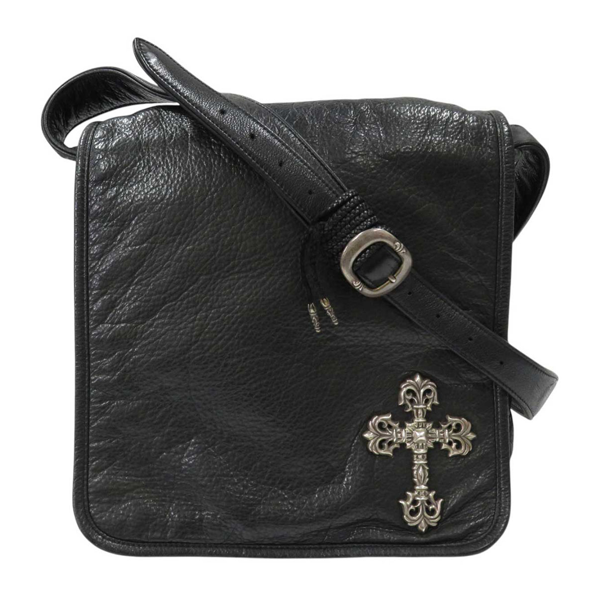 クロムハーツ フィリグリー クロス メール バッグ レザー SV925 ユニセックス ブラック CHROME HEARTS 中古 【アパレル・小物】