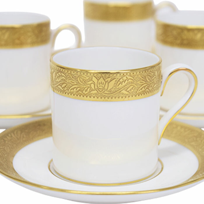【ABランク】 ウェッジウッド WEDGWOOD アスコット (ASCOT) デミタスカップ & ソーサー 6点 ボーンチャイナ (陶器) 金彩 イギリス製 廃盤