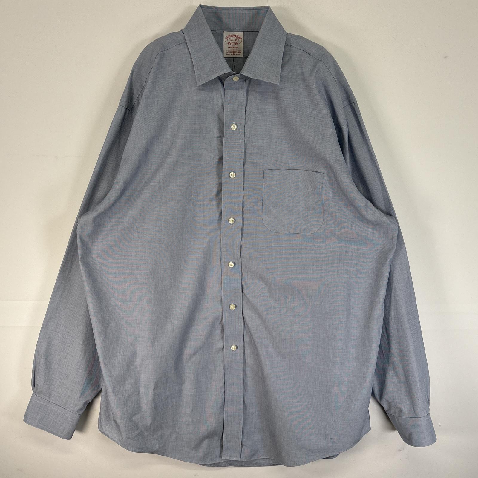 古着 ブルックスブラザーズ Brooks Brothers 長袖シャツ 胸ポケ MADISON NON-IRON 大きいサイズ 16 1/2-35 L-XL ネイビー 無地 メンズ