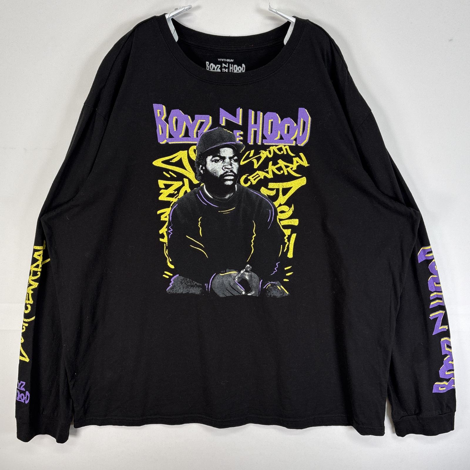 古着 BOYZ N THE HOOD 長袖Tシャツ 映画 アイスキューブ ラップ ヒップホップ 片面 袖 プリント 2XL ブラック メンズ
