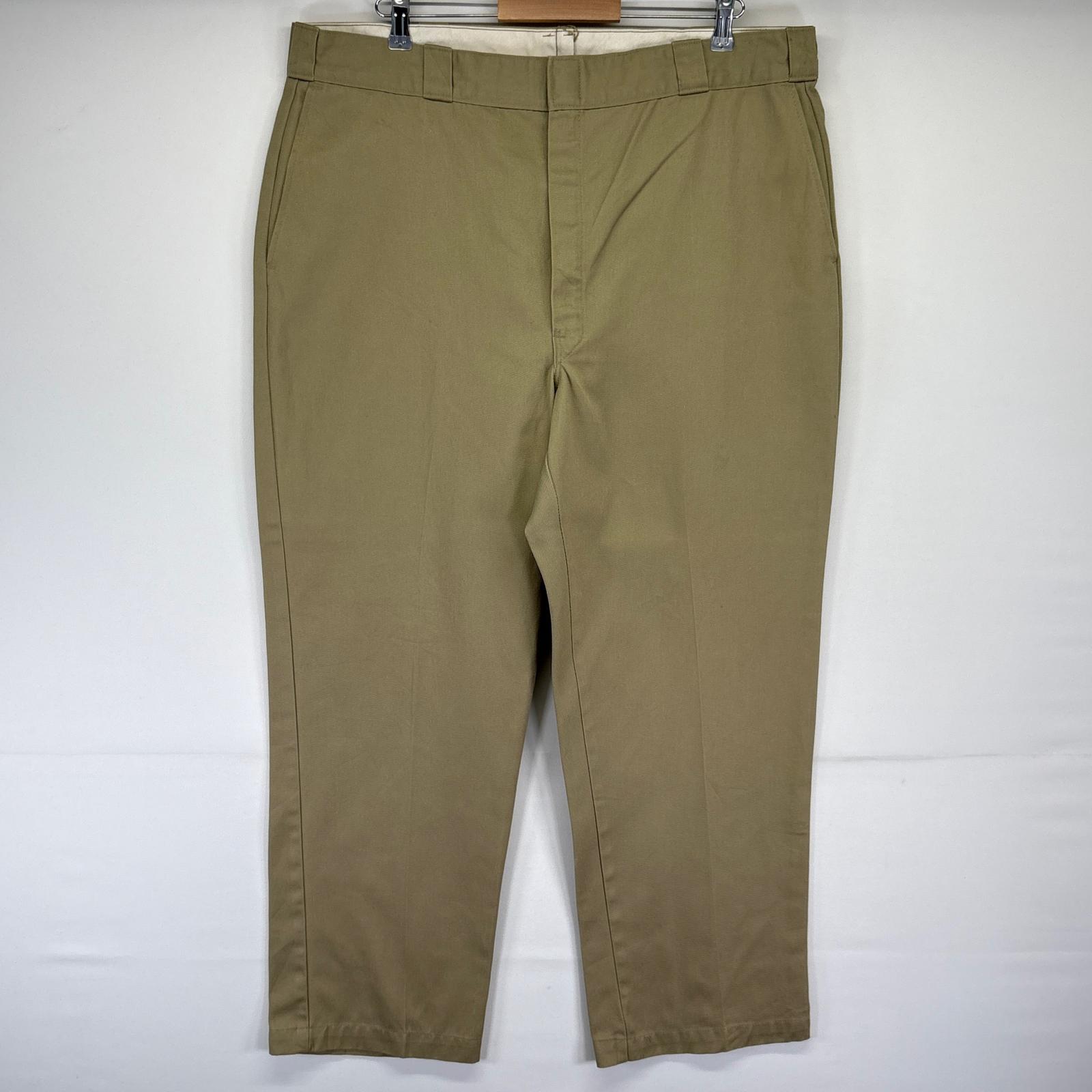 古着 ディッキーズ Dickies ワークパンツ ワンポイントロゴ 長ズボン 大きいサイズ チノパン ベージュ系 メンズ