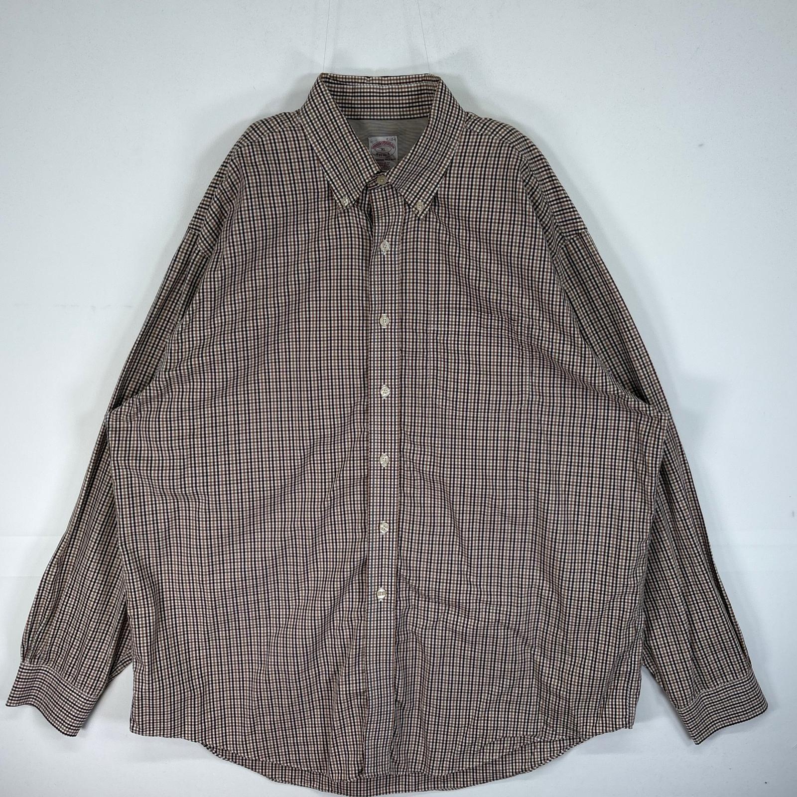 古着 ブルックスブラザーズ Brooks Brothers 長袖シャツ チェック 胸ポケ ボタンダウン XL ブラウン系 マルチカラー メンズ