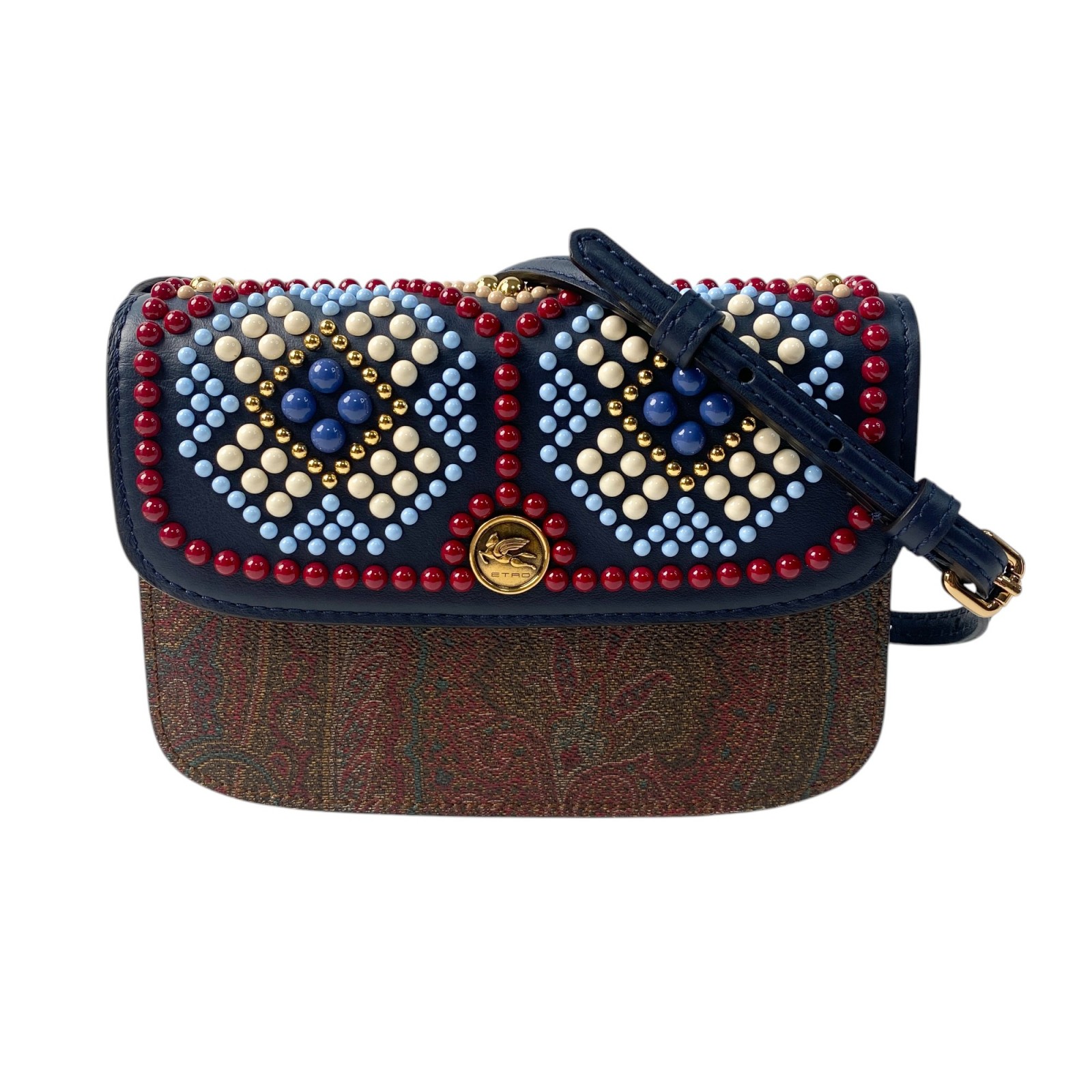 ETRO エトロ ショルダーバッグ ビーズ レザー ブラウン 【中古】 レディース