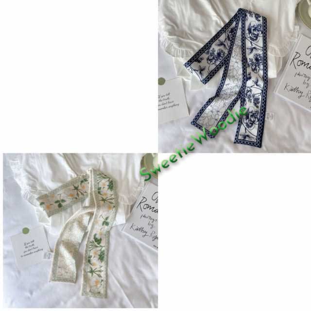スカーフ 小さめ バッグ レディース 2セット バッグスカーフ 細め バッグハンドル ネックスカーフ 花柄 ヘアターバン 巻スカーフ おしゃれ