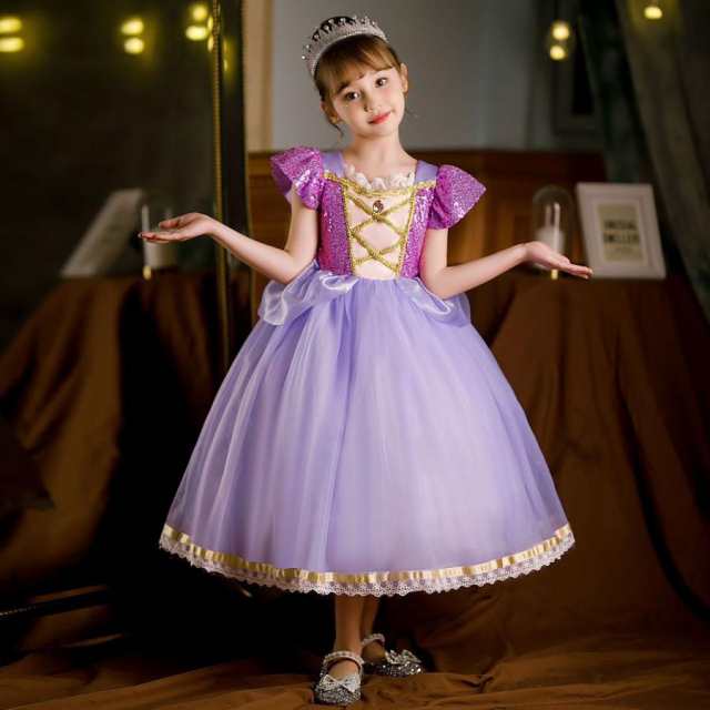 ラプンツェル ワンピース 塔上のラプンツェル キッズ ドレス ランド 子供服 コスプレ 衣装 女の子 パーティー 誕生日日