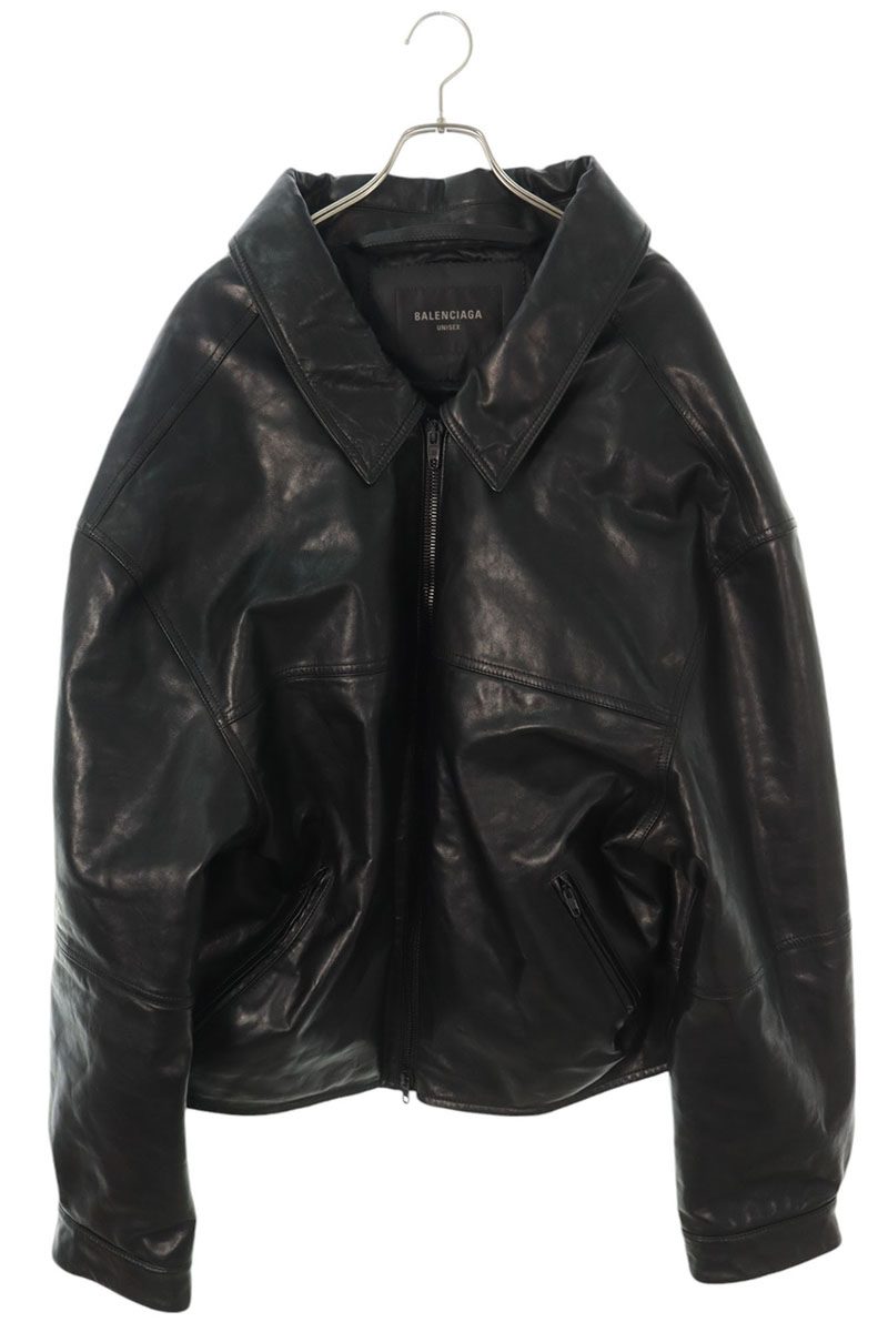 バレンシアガ サイズ:M 790239 TQS08 オフショルダーレザージャケット 中古 SS13
