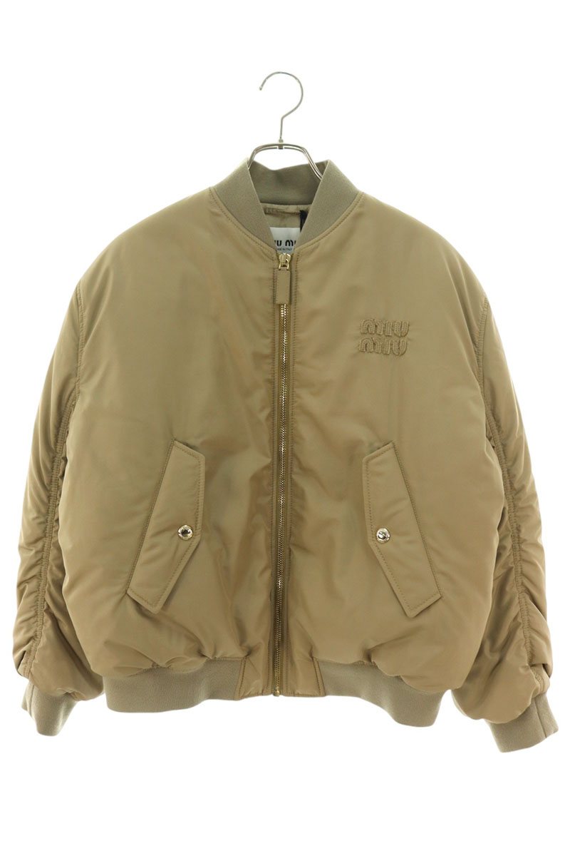 ミュウミュウ サイズ:40 24AW ML1071 13FR F0572 ロゴパッチボンバーナイロンダウンジャケット 新古品 SB01