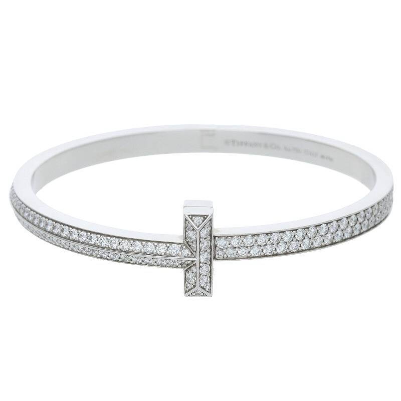 ティファニー サイズ:L Tワン K18WGワイドヒンジダイヤブレスレット 中古 SS13