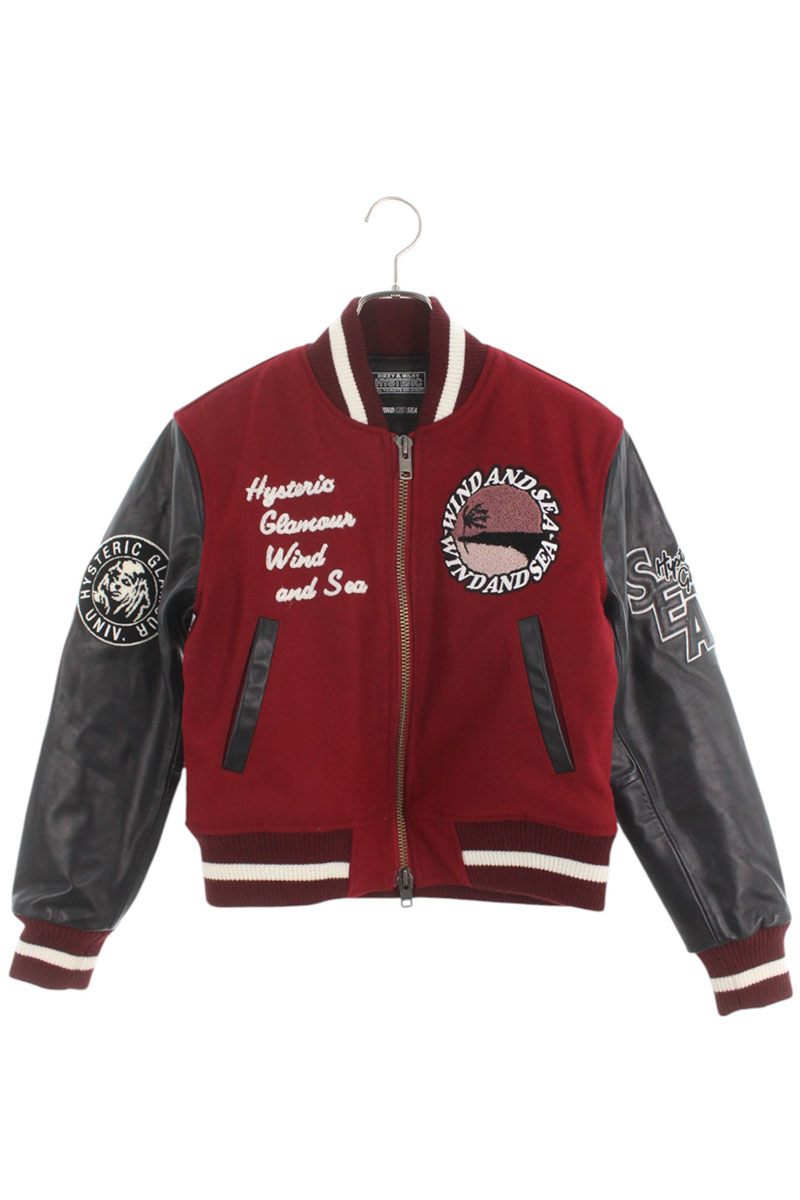 ウィンダンシー ヒステリックグラマー サイズ:XS WDS-C-HYS-24-Q2-01 アームレザーバーシティブルゾン 中古 BS99