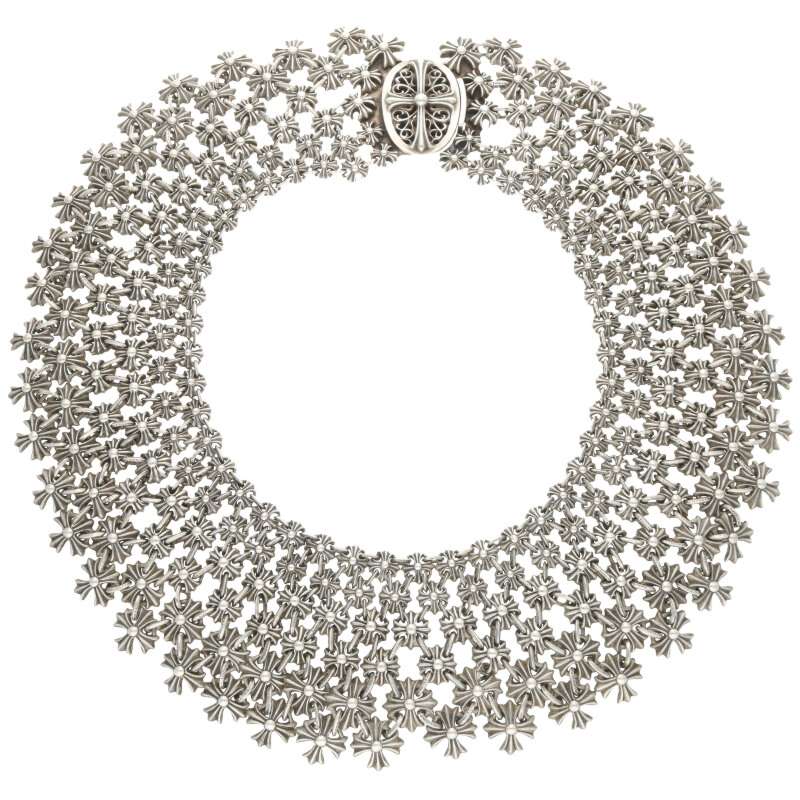 クロムハーツ クラシックオーバルクロスCHプラスチェーンメイルネックレス 中古 SS07