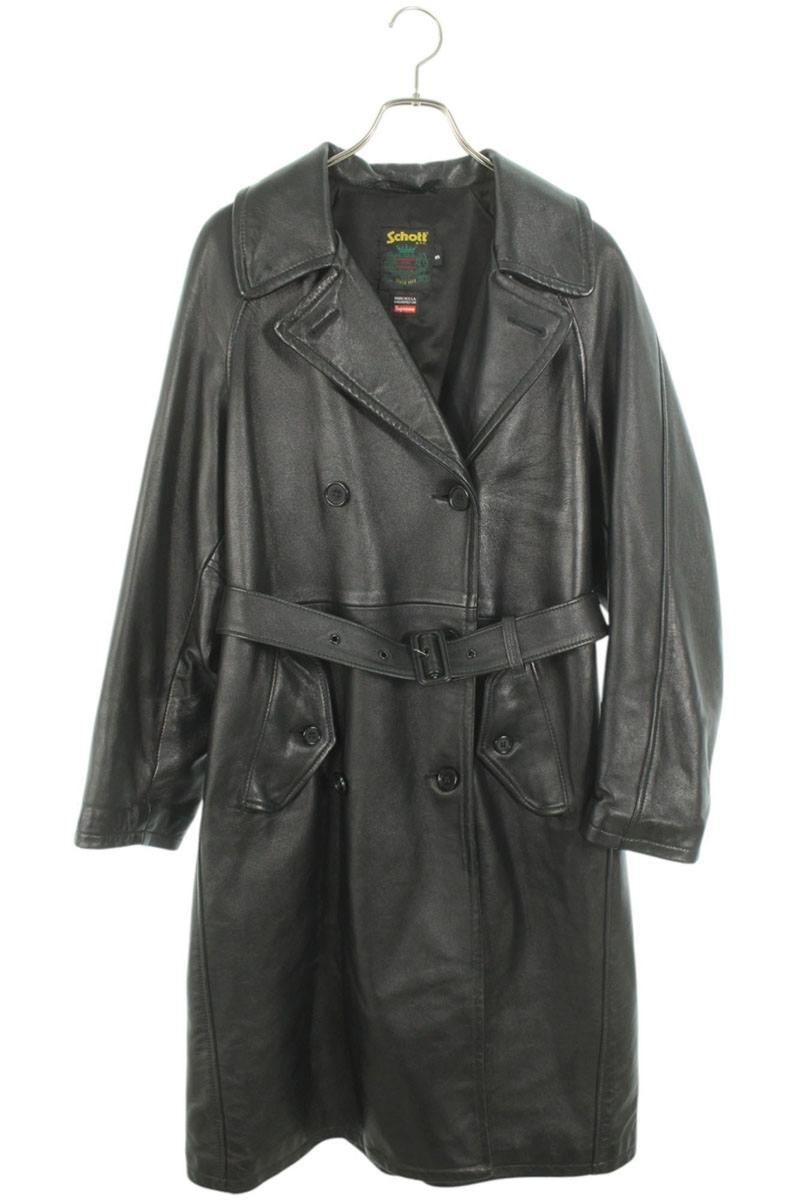 シュプリーム ショット サイズ:S 23AW Leather Trench Coat ベルト付きレザートレンチコート 中古 SB01