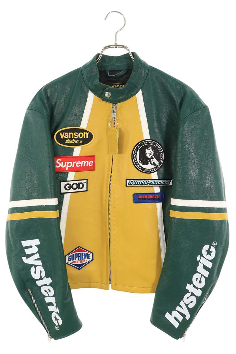 シュプリーム ヒステリックグラマー サイズ:M 24AW Zip Up Vanson Leather Jacket バンソンジップアップノーカラーレザージャケット