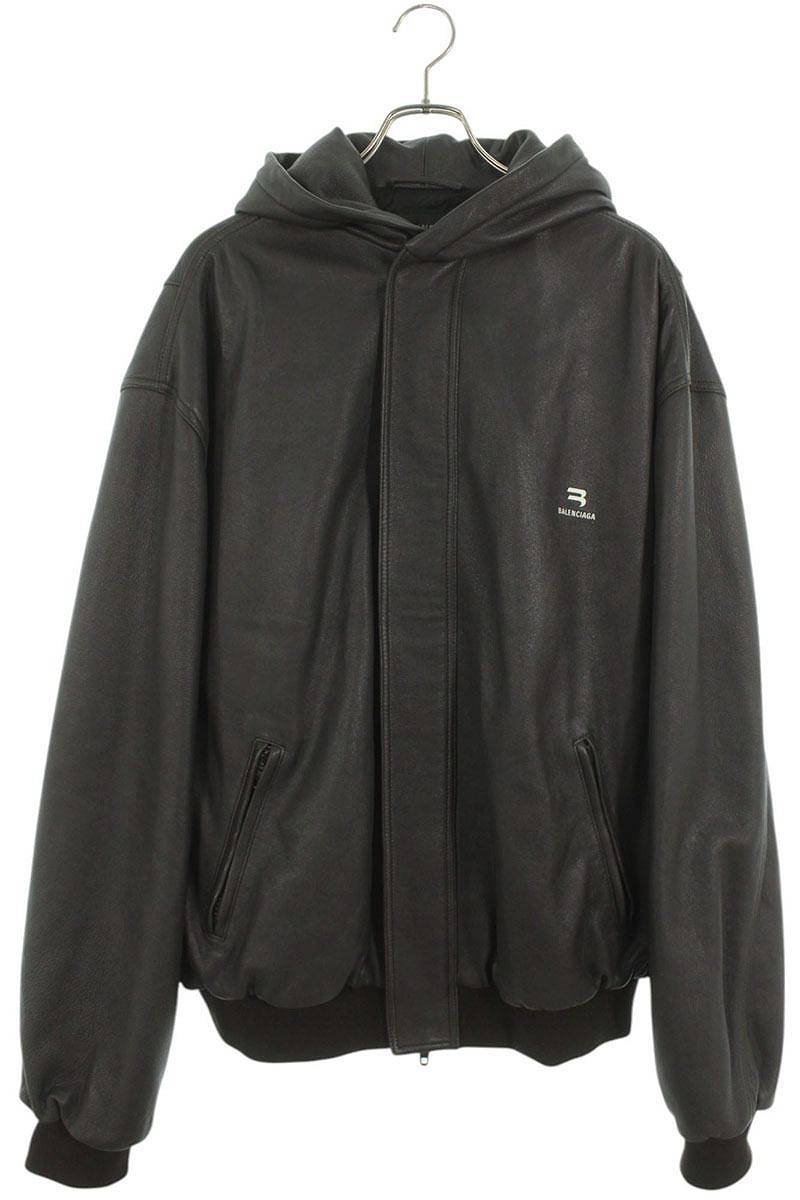 バレンシアガ サイズ:46 719225 TLS01 Taxi Blouson フーデッド タクシーブルゾンレザージャケット 中古 SB01
