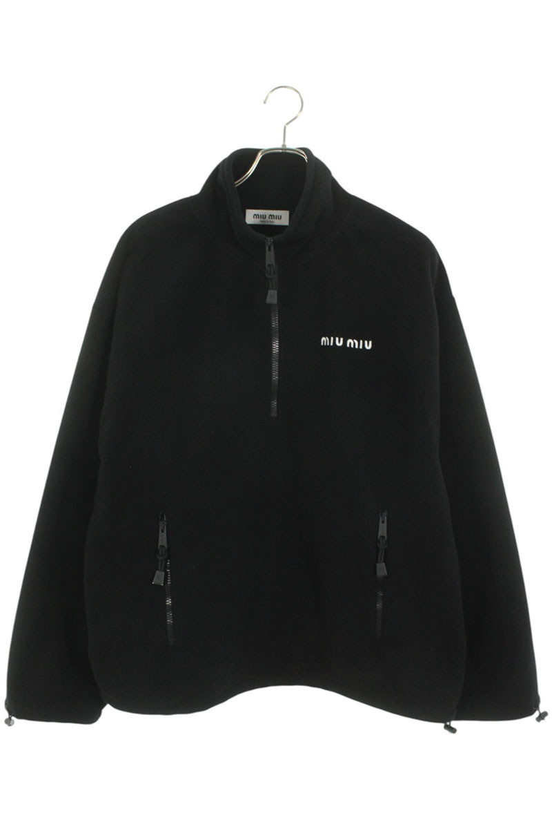 ミュウミュウ サイズ:XS 24AW MJL043 ロゴ刺繍ハーフジップフリースブルゾン 中古 OM10