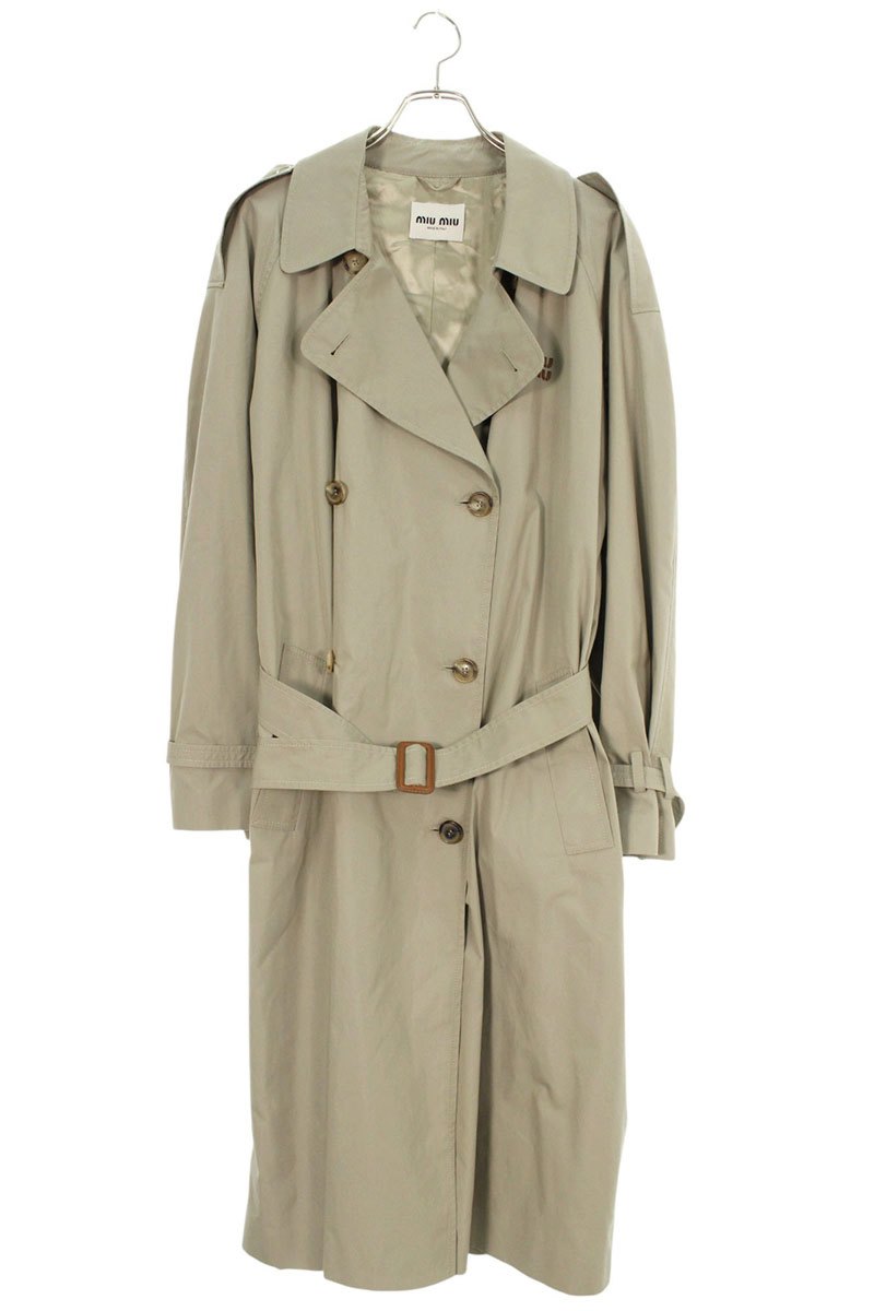 ミュウミュウ サイズ:40 MS2003 S000 12NS ロゴ刺繍ダブルブレストパナマコットンコート 中古 BS99