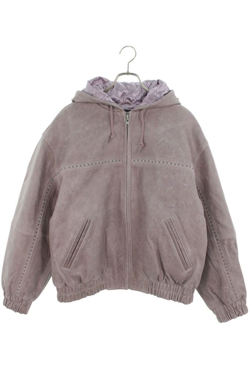 シュプリーム サイズ:M Studded Hooded Leather Jacket スタッズフーデッドレザーブルゾン 中古 SB01