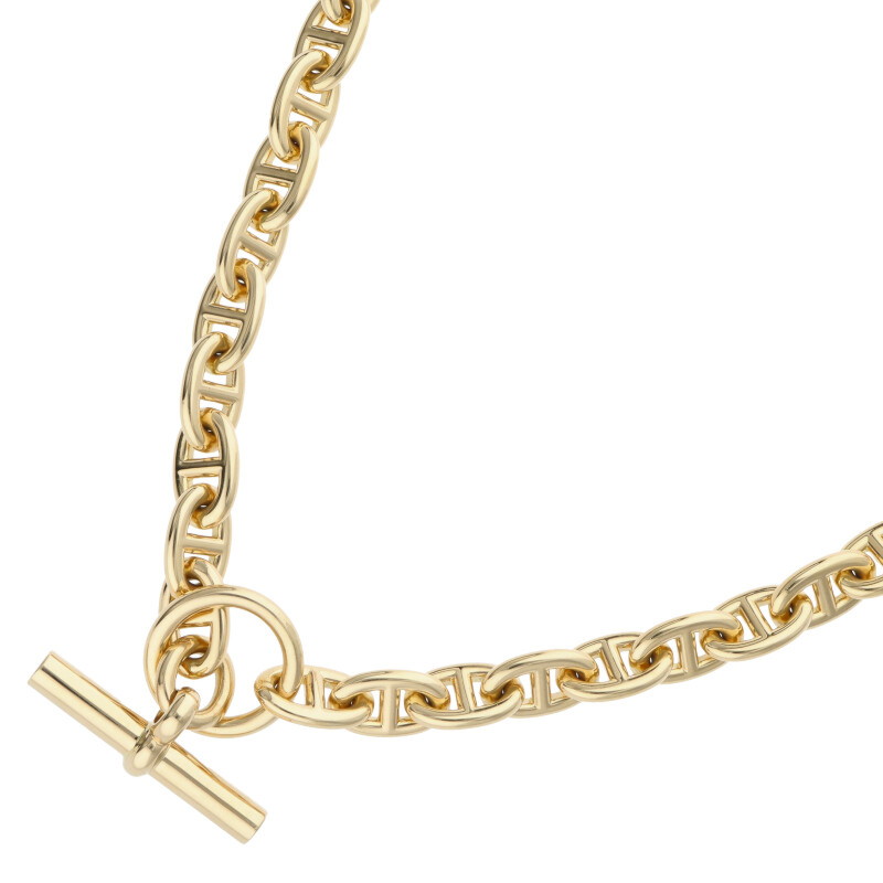 エルメス サイズ:43LINK Chaine d'Ancre PM K18PGシェーヌダンクルチョーカーネックレス 中古 GZ14