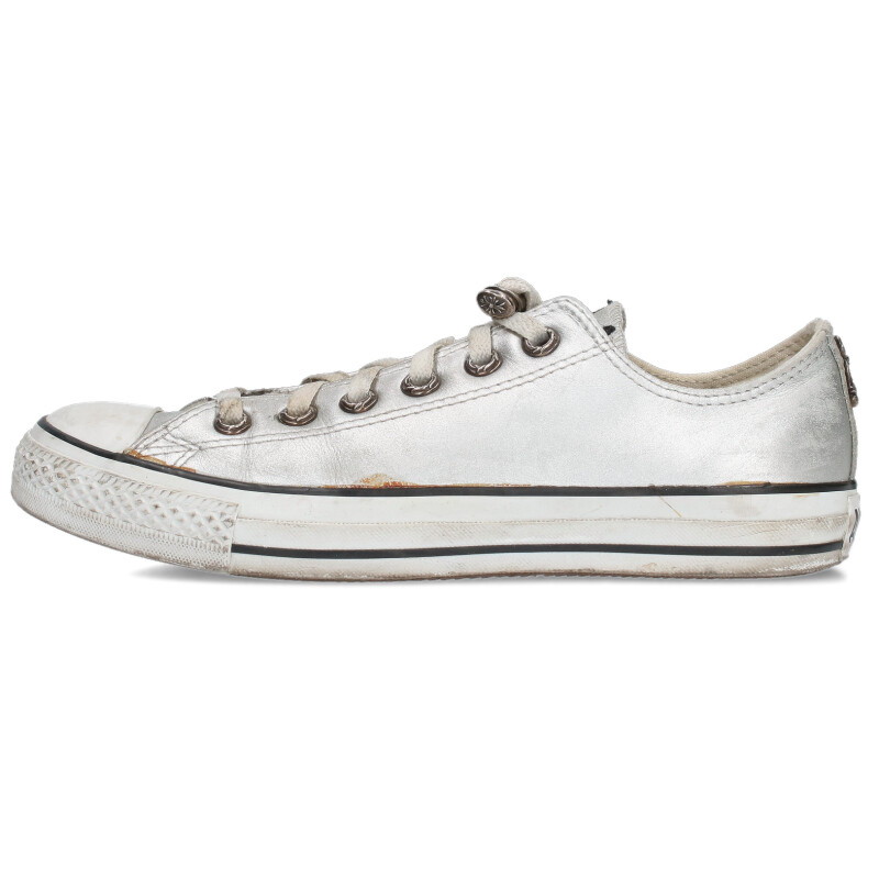 クロムハーツ コンバース サイズ:25.5cm CH CONVERSE LEATHER シルバー装飾スターパッチレザーローカットスニーカー 中古 SJ02
