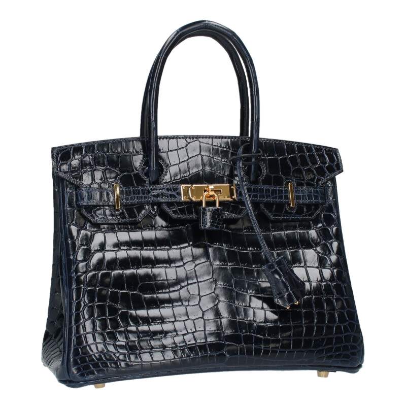 エルメス サイズ:30 バーキン30 B刻印 G金具ニロティカスリセブルーバルティックハンドバッグ 中古 GZ14