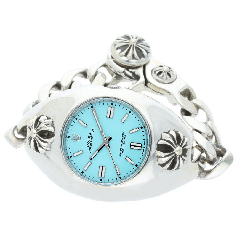 クロムハーツ ロレックス サイズ:41mm Ref.124300 オイスターパーペチュアル CHXモチーフクラシックリンクウォッチケース腕時計 中古 H