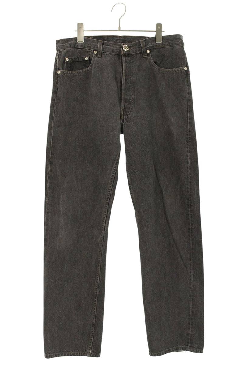 クロムハーツ リーバイス サイズ:34インチ U VNTG JEAN BLK RED TAB クロスボールボタンウォッシュドデニムパンツ 中古 OS06
