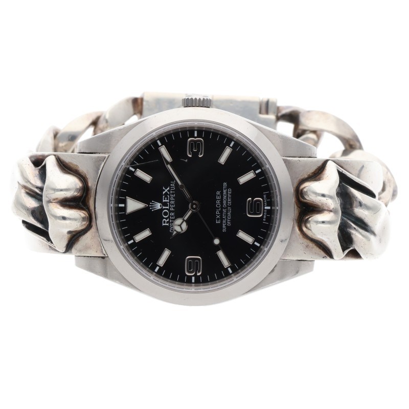 クロムハーツ ロレックス 214270 エクスプローラーI リップアンドタンクラシックリンクウォッチバンド腕時計 中古 SS07