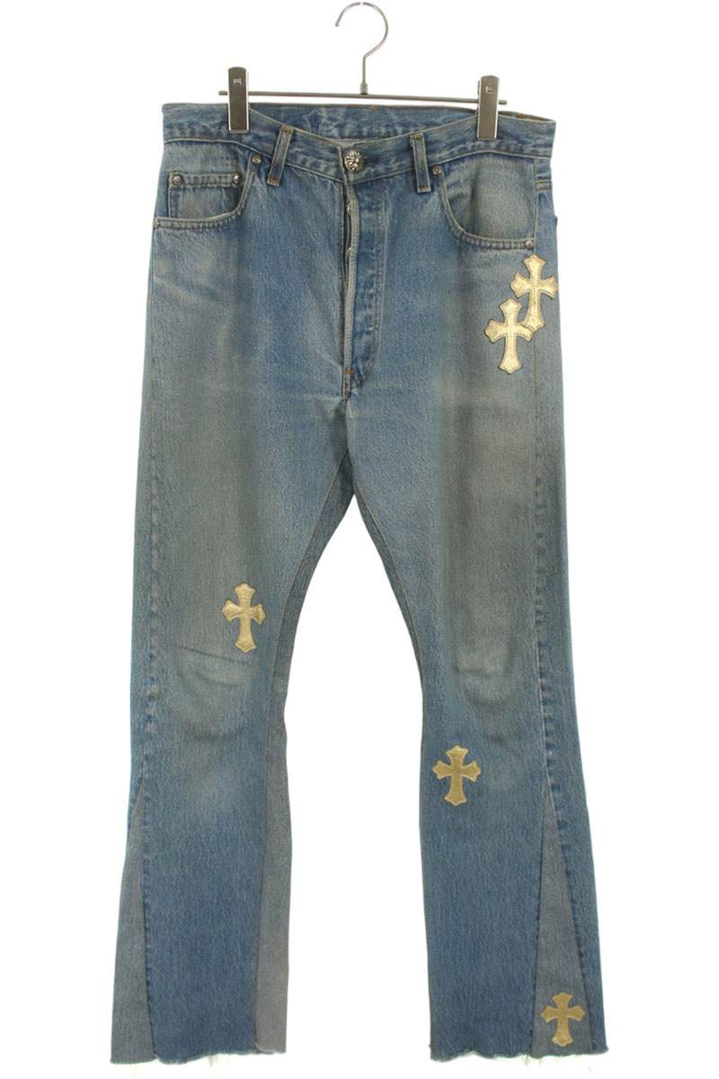 クロムハーツ リーバイス サイズ:29インチ U VNTG JEAN BLU RED TAB クロスパッチ付きウォッシュド501デニムパンツ 中古 SS07