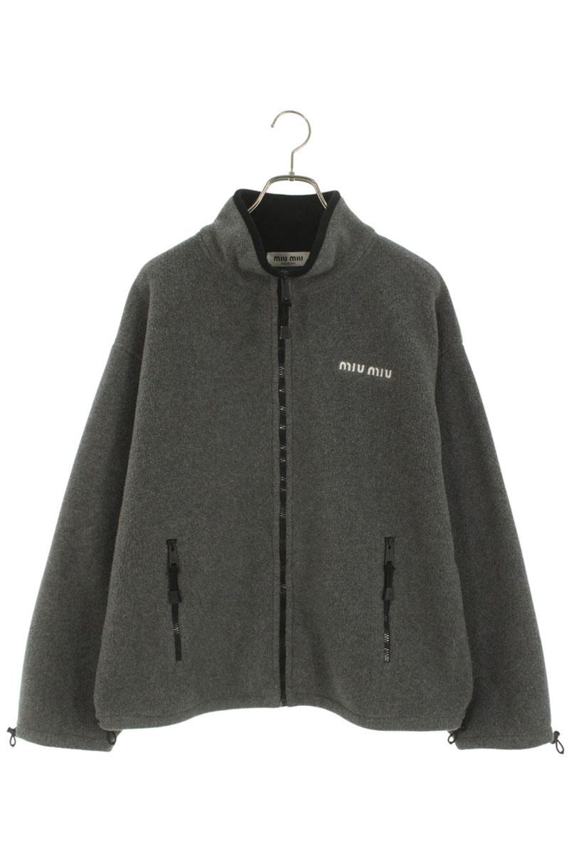 ミュウミュウ サイズ:S MJL042 ロゴ刺繍フリースジップアップブルゾン 中古 SB01