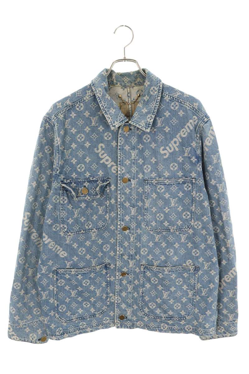 シュプリーム ルイヴィトン サイズ:50 17AW LV Jacquard Denim Chore Coat モノグラムジャガードデニムジャケット 中古 SB01